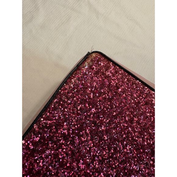 ALDO Pink Faux Leather Glitter Embellished Purse Backpack Sparkly Fur Keychain - Picture 6 of 11